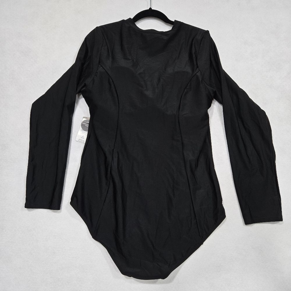 Torrid Black Long Sleeve Swimsuit with Yellow Zipper 2X - Picture 2 of 8